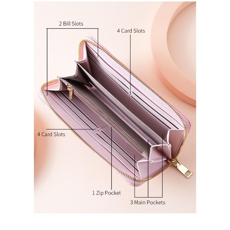 Fashion Embroidery Women's Wallet Long Hand Change Bag Mobile Phone Bag Card Bag Xiaoxiangfeng