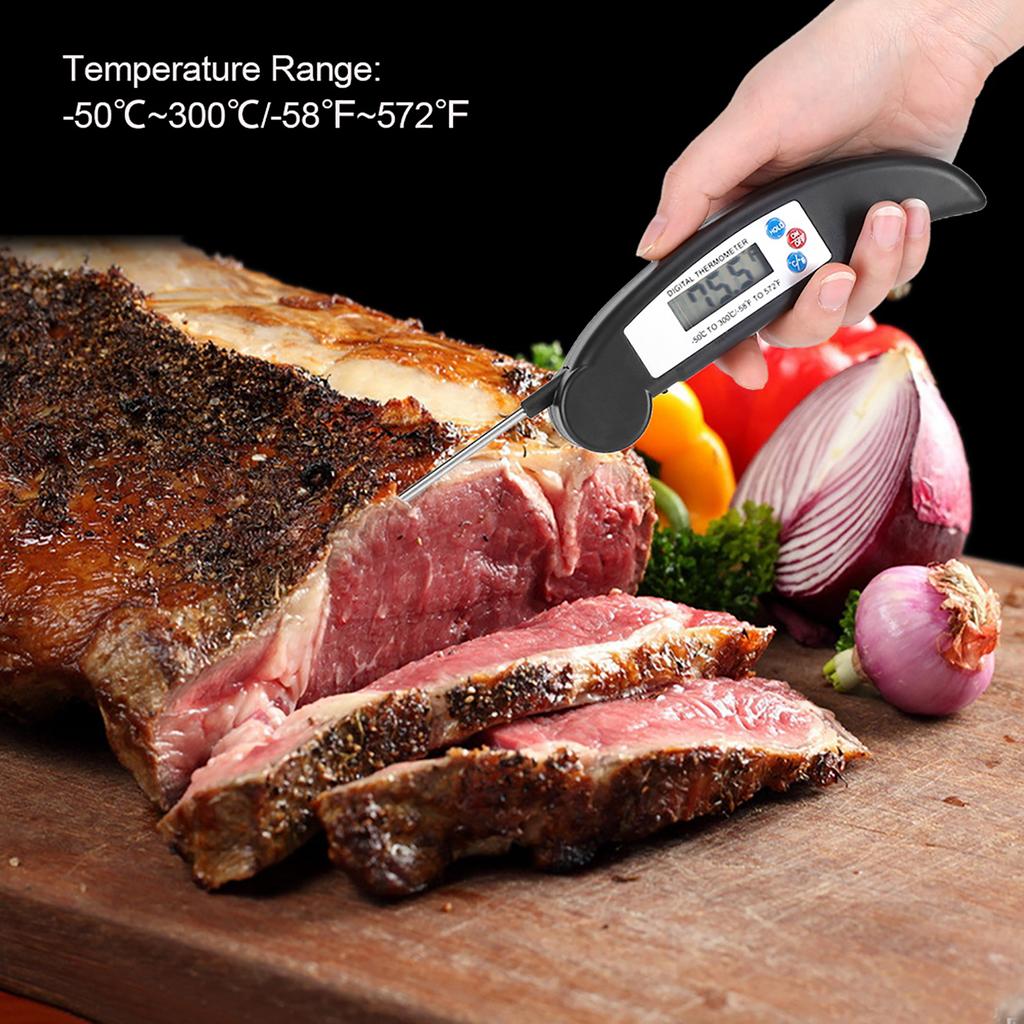 Matlagning Matnålstermometer för Kök BBQ Kötttemperaturmätning Svart