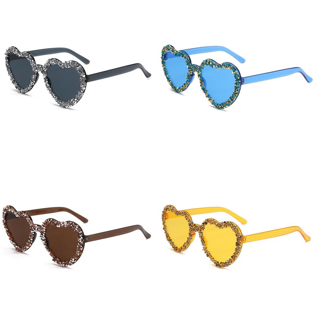 New Unisex Heartshaped Clear Jelly Sunglasses With Handmade Rhinestones For Summer Parties