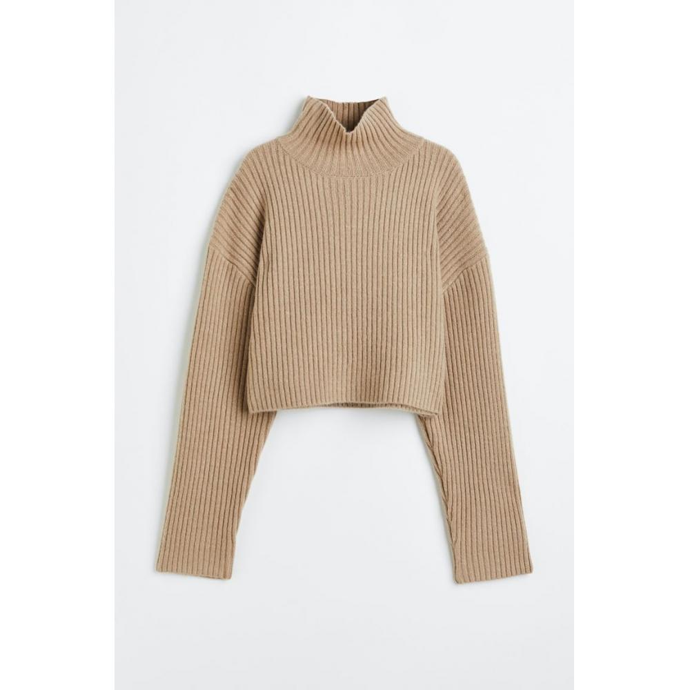 

H M rib knit turtleneck sweater beige