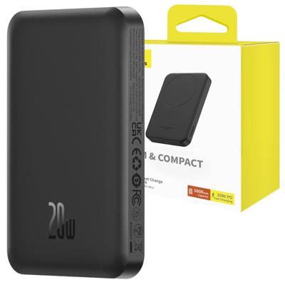 Magnetische Mini Powerbank Baseus 5000mAh, USB-C 20W (Schwarz)