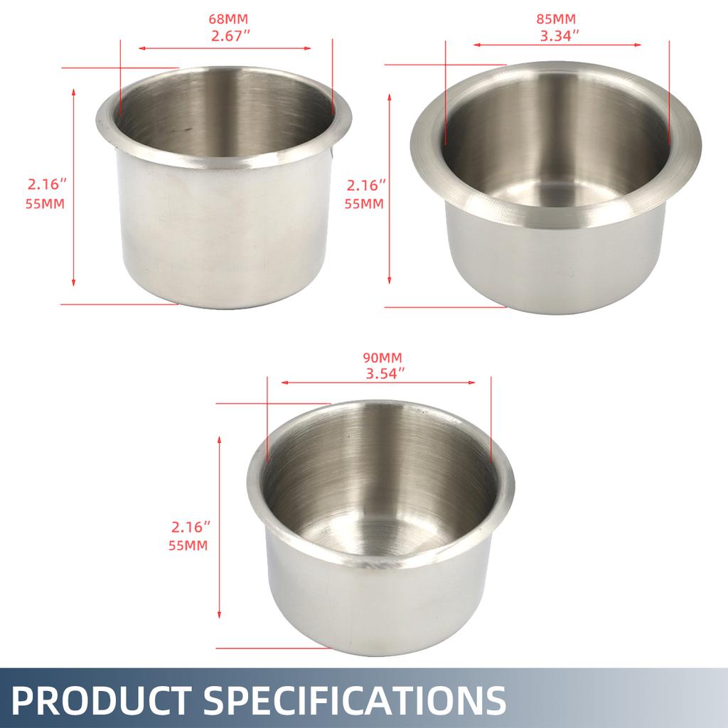 Portabevande in Acciaio Inossidabile 68/85/90MM Portatile Durevole Tazza per Barca Marina Camper RV Tavolo