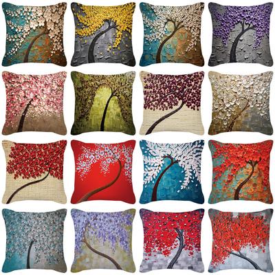 Ins Nordic Oil Painting Color Tree Sofa Pillow Cover Cushion Cushion Cover New Household Products
