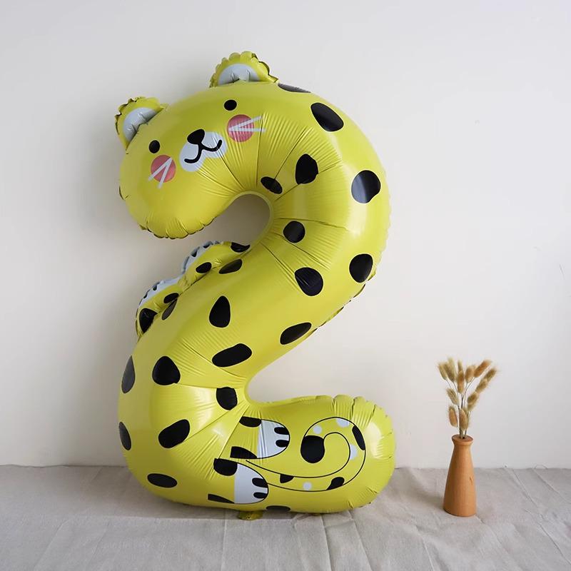 40-Zoll Tier Cartoon Zahlen Folienballon für Kindergeburtstag zum 1. Geburtstag oder 100-Tage-Feier Dekoration