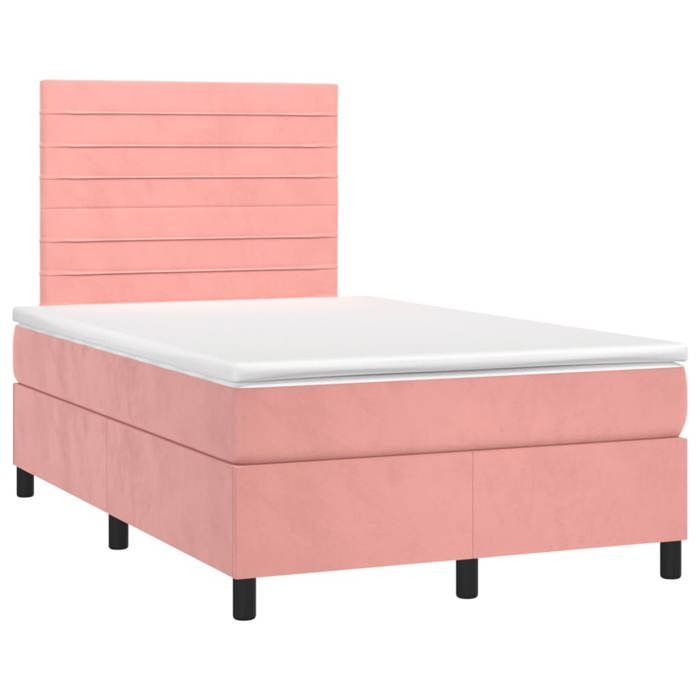 Maison Exclusive - Sommier à lattes de lit avec matelas rose 120x190 cm velours