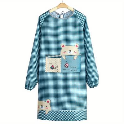 1 יחידה סינר מטבח חמוד בעיצוב דוב עם כיסים פוליאסטר נושם שרוולים ארוכים כיסוי