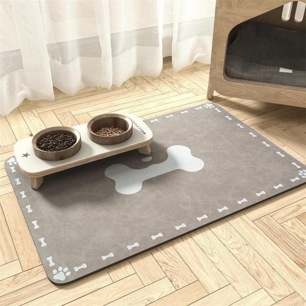 50*80 Quick Drying Diatomaceous Earth Pet Feeding Mat - Splash Proof, Absorbent, Easy To Clean, Suitable for Dogs and Cats, Washable