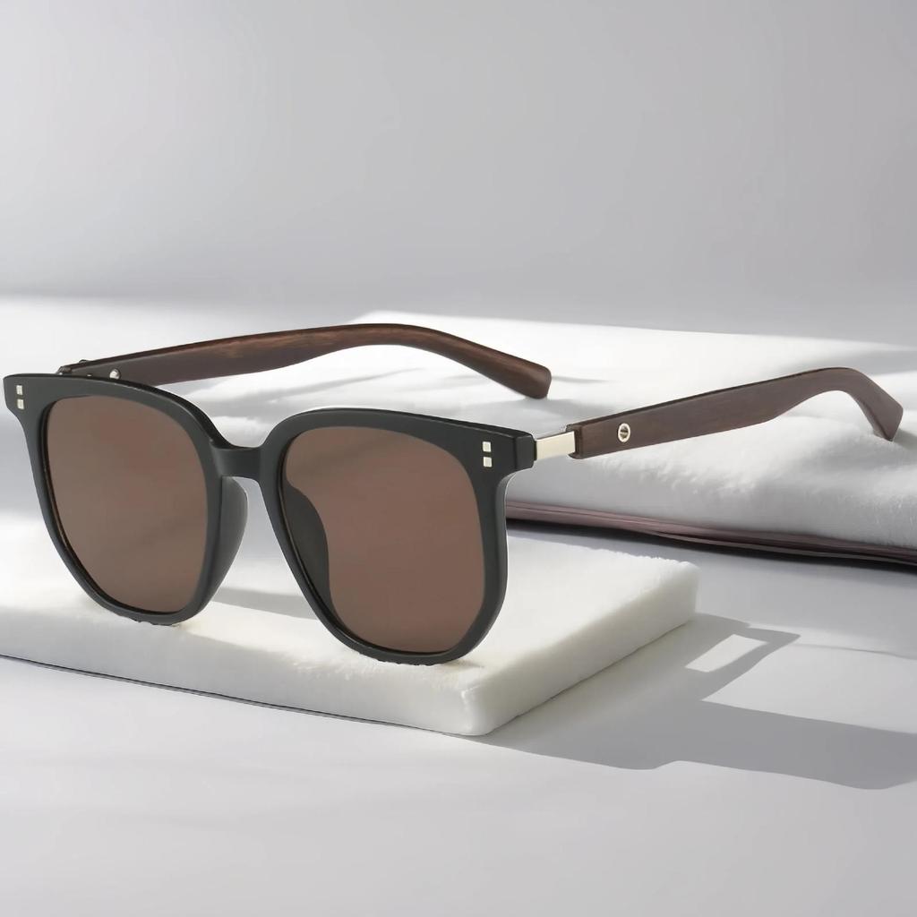 Occhiali da Sole Retrò da Uomo Moda Quadrati Occhiali Vintage da Sole Donna Lusso Legno Lente Anti-Blu Raggi Occhiali UV400