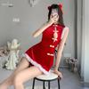 Shuo Yao Velvet Christmas Cheongsam: Sexy Bunny Cosplay Robe Set