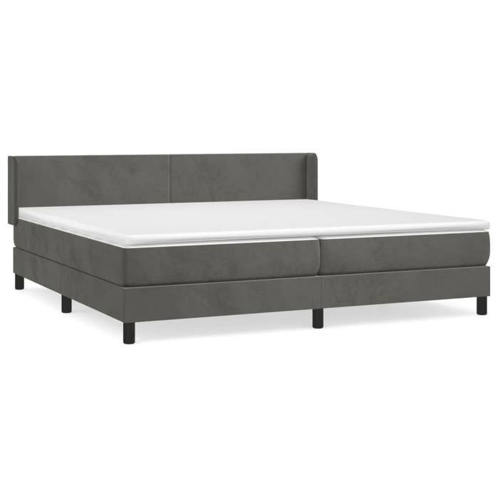 3130860 vidaXL Lit à sommier tapissier et matelas Gris foncé 200x200cm Velours