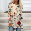 Womens Tops Round Neck Long Sleeve Blouses Casual Mid-length Shirts Fashion Print Tunic Tops