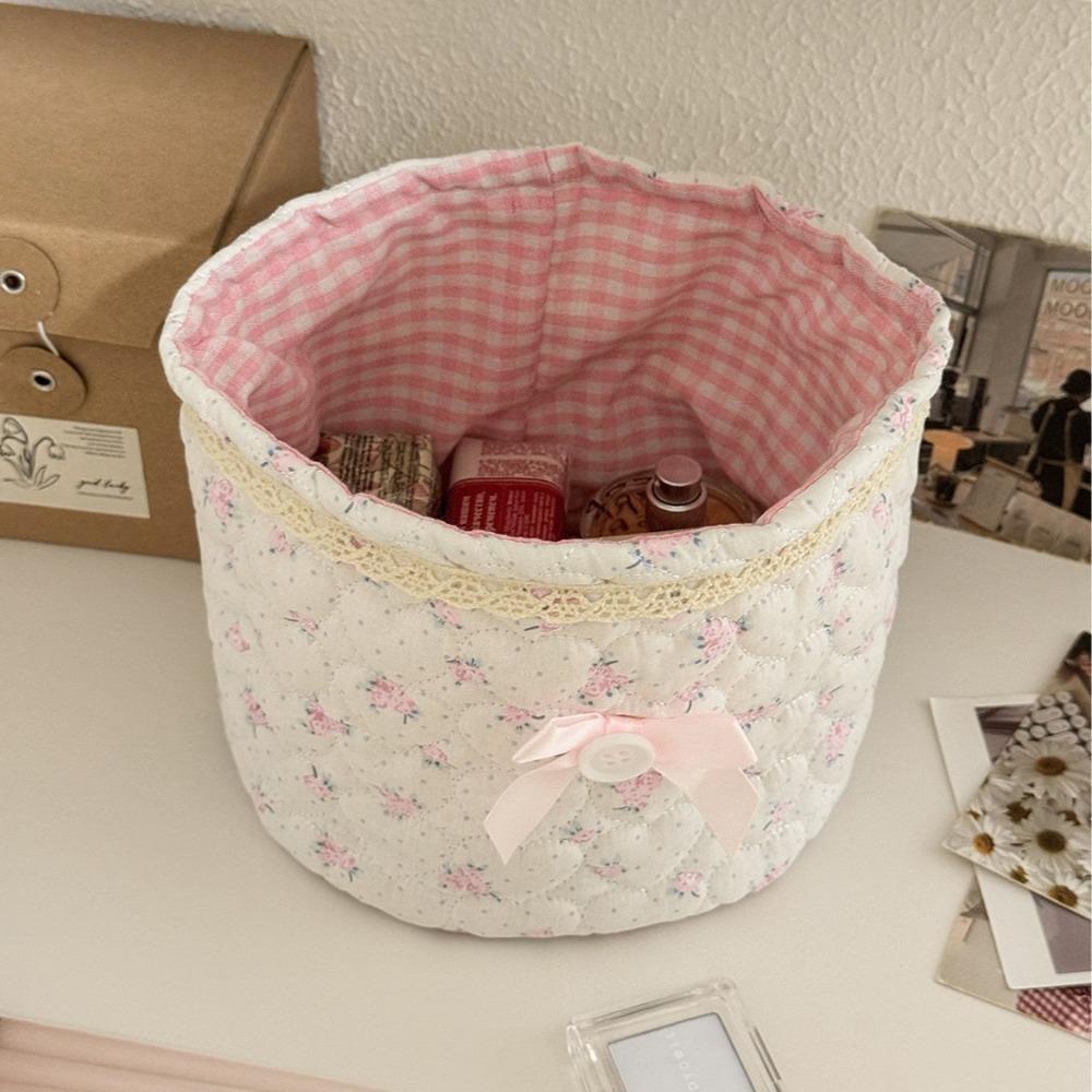 Quilting Cotton Desktop Storage Basket Love heart Storage Frame Cute Organizer Box  Home Decoration