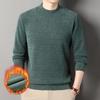 Men's Thick Plush High Neck Sweater - Pure Color Knit for Winter Warmth