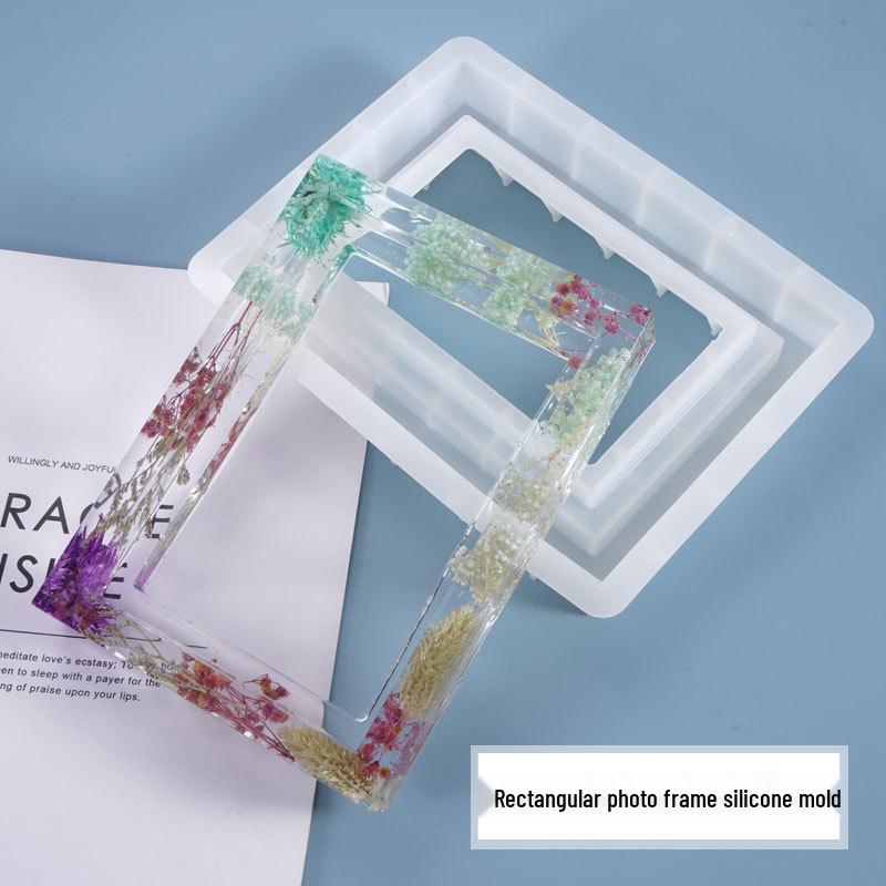 Форма для DIY фоторамки из смолы  Мак  - Прямоугольная настольная форма из силикона