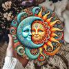 Iron Wall Art Sun and Moon Metal Decor Blue Gold Wooden Nordic Home
