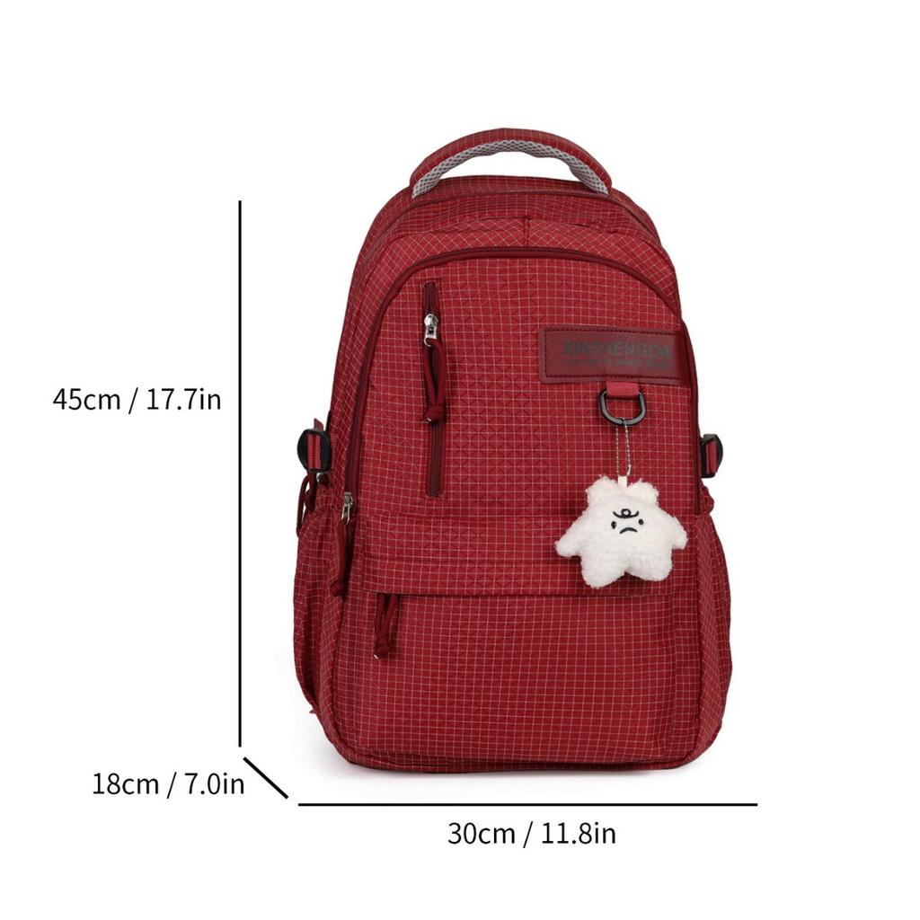 School Bag for Middle and High School Students, Large-capacity Leisure Travel Backpack, Campus Backpack for Women, Korean Style INS Minimalist Plaid