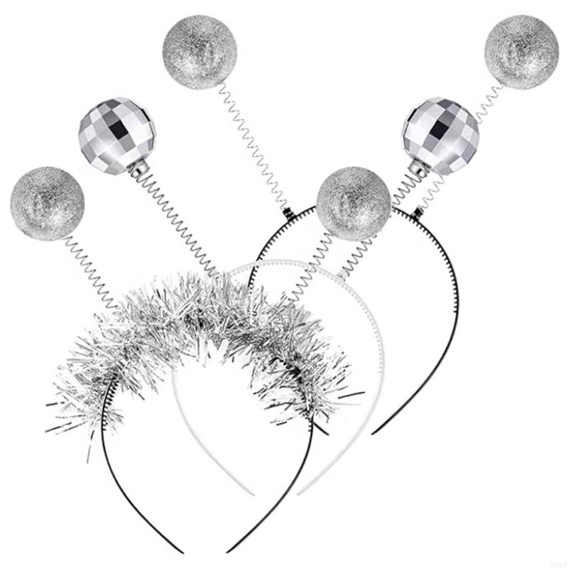 HX6F Glittering Powder Alien Headband Disco Party Hairhoop Costume Hairhoop Nightclub Funk Party Headwear Hair Decors