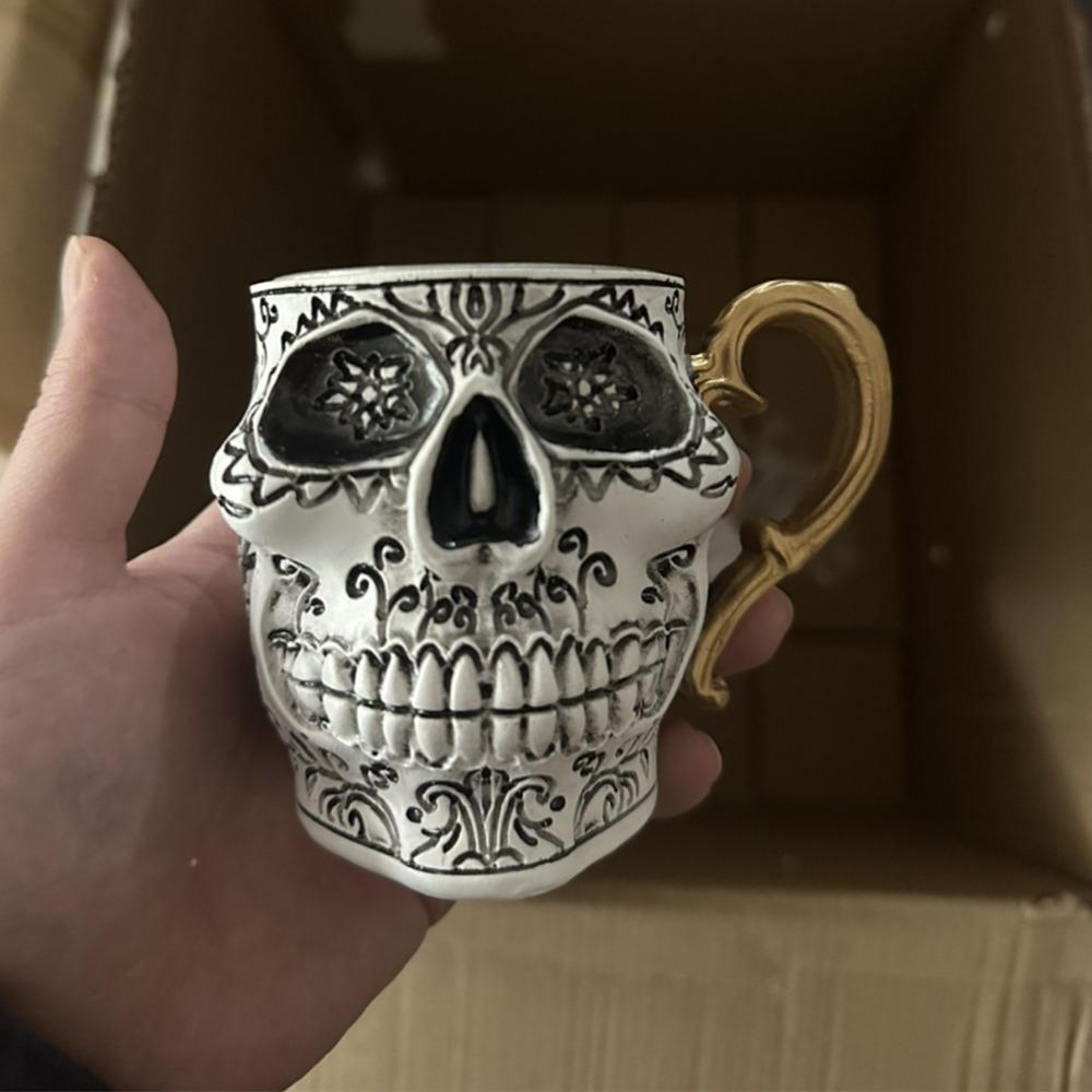 Stylowy Kubek do Kawy z Żywicy w Kształcie Czaszki Projekt Bonehead Gotycki Zestaw Filiżanek do Herbaty Kubki z Czaszką dla Miłośników Kawy