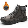 Classic Winter Men's Boots Real Leather Plush Warm Men's Snow Boots Waterproof Outdoor Roman Men Work Boots Men Motorcycle Boots