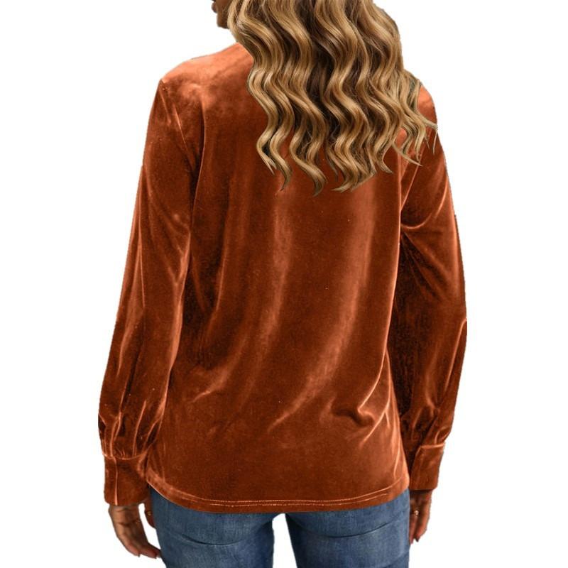 Women S Long Sleeve Velvet Shirt Loose Fit Casual Top