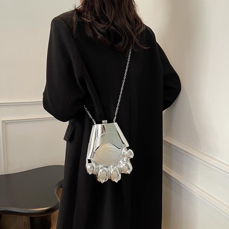 Foreign Trade Women's Bag 2025 New European and American Glossy Acrylic Bear Paw Bag Women's Chain Versatile Box Bag