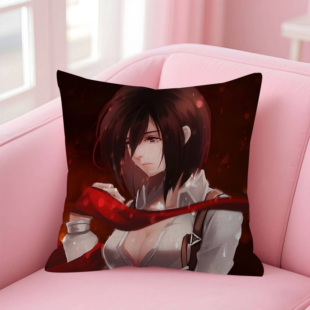 Anime AAttack On Titan Mikasa Ackerma Pillow Cushion Cover Pillowcase Living Room Sofa Home Decor Customized