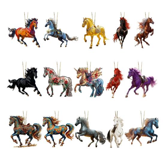 2D Horse Hanging Ornament Acrylic Flat Horse Decoration Christmas Tree Ornament for Horse Lovers Equestrian Gifts Holiday Decor