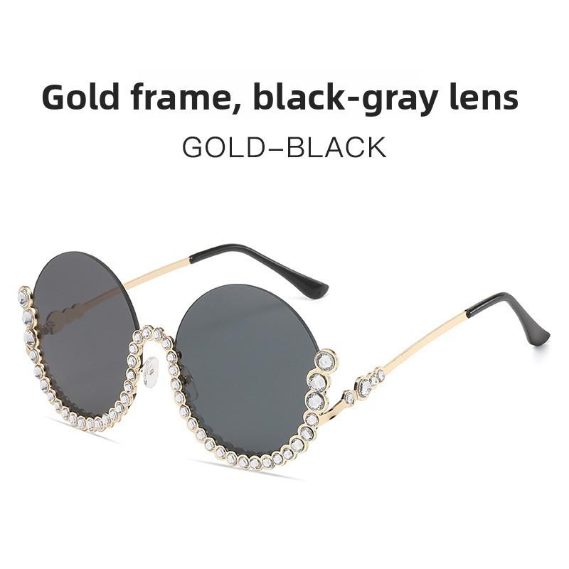 Metal Halfframe Sunglasses Uv400 Protection For Casual Outings