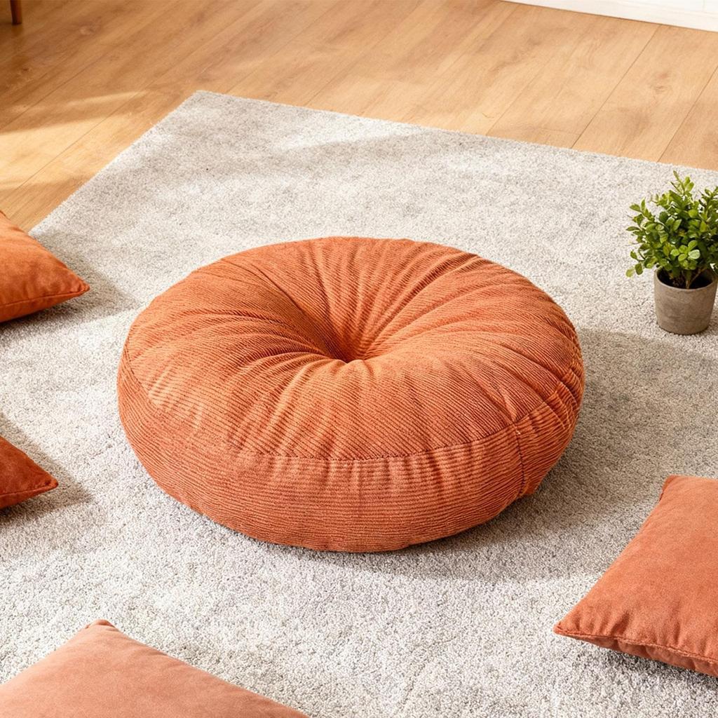 Premium Corduroy Round Floor Pillow Comfortable Plush Cushion Pad for Living Room Sofa Meditation Chair