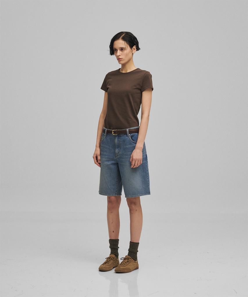 ANOTHER OFFICE WOMEN W. Kuroki Denim Half Pants (Mid Blue)