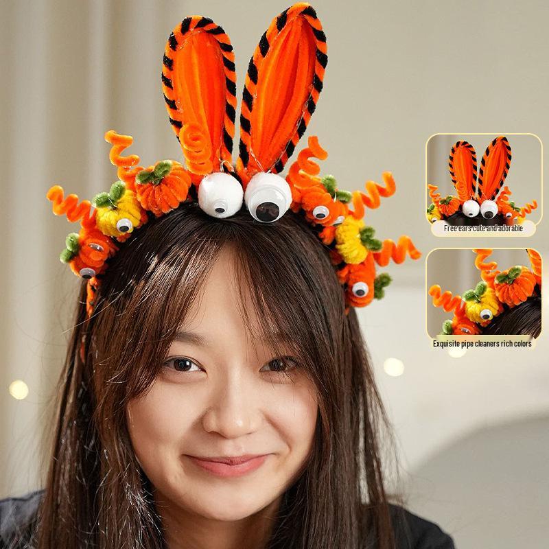 Pumpkin & Spider Halloween Pipe Cleaner Headband – Kids  Handmade Festival Photo Prop