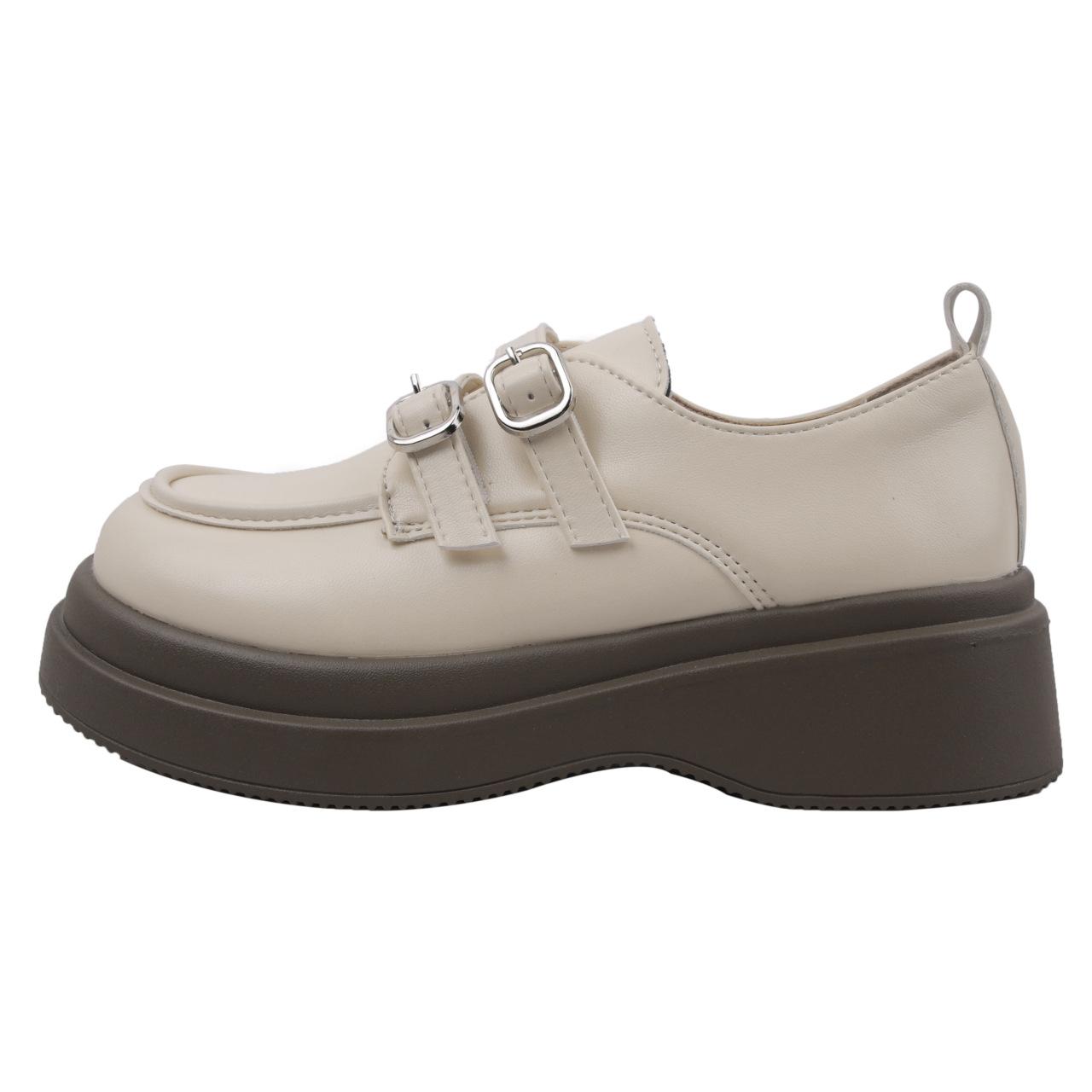 

Весна новая маффин толстая подошва однословная пуговица круглая голова Мэри Джейн одинарная обувь женская средний каблук низкий верх маленькие кожаные туфли 40