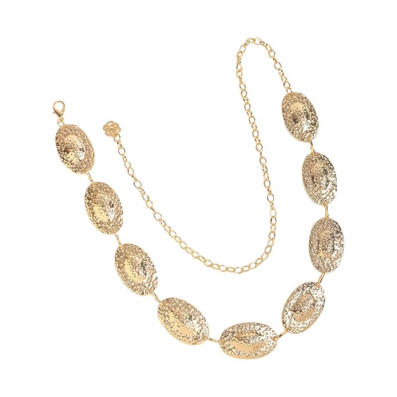 Geometric Sea Shell Design Waist Chain Adjustable Length Chain Belt For Women Teens Dress Pants Fashion Accessories