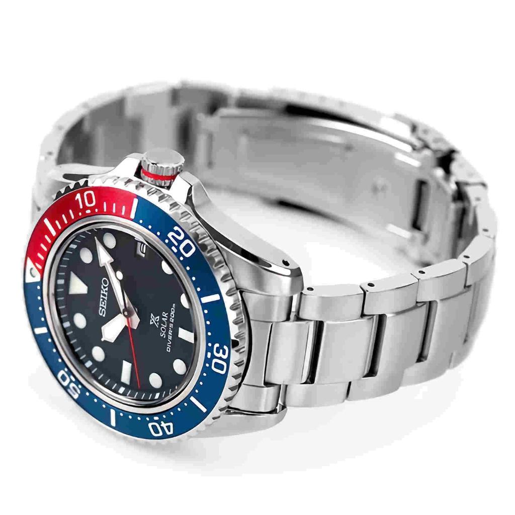 Seiko Ceas SEIKO SNE591P1 Produs PROSPEX Solar Diver Quartz Pepsi Color Ceas Diver Scuba Analog Bandă din oțel inoxidabil Sapphire Glass (Intern