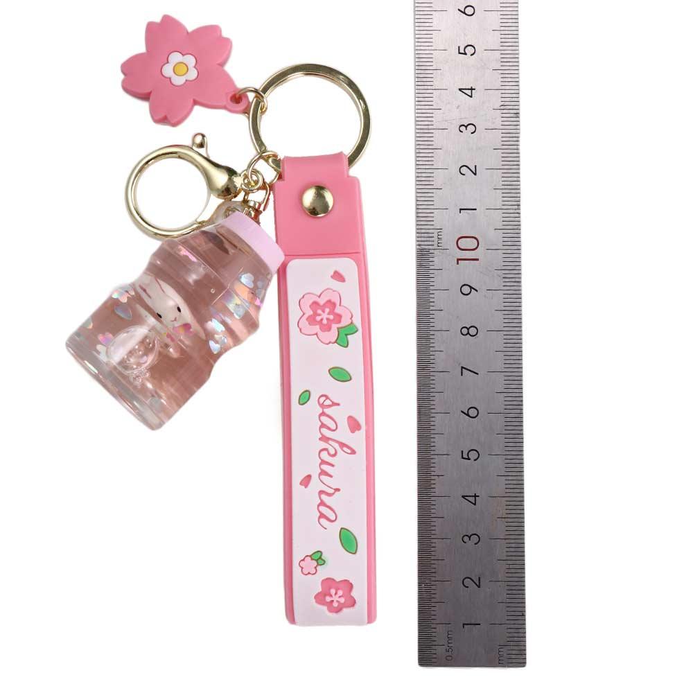 Bag Pendant Moving Liquid Boba Keychain Rabbit Milk Tea Cup Keyring Liquid Keychain Key Ring