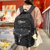 Schoolbag New Fashion Star Backpack Female Korean Version Versatile Leisure Travel Backpack Lightweight Youth Junior High School School Bag