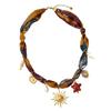 Modern Stainless Steel Necklace Colorful Scarf Detailing And Layering Heart Star Sun Charm Beach Vacation Jewelry