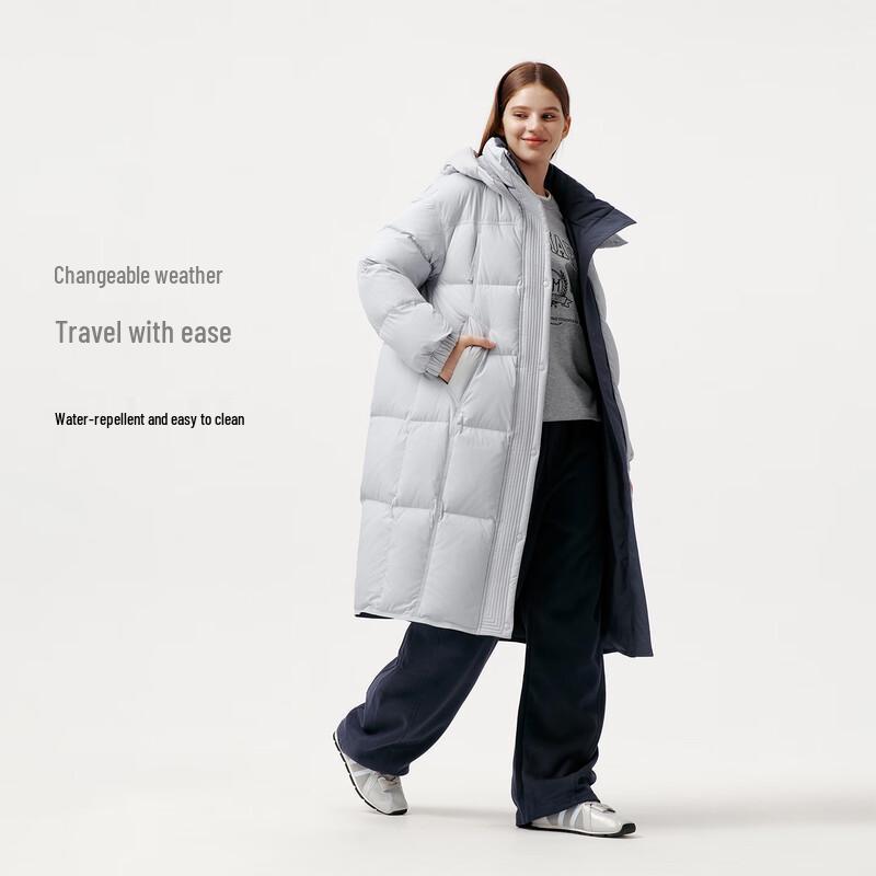 Tanboer Women's Reversible Long Down Parka with Detachable Hood