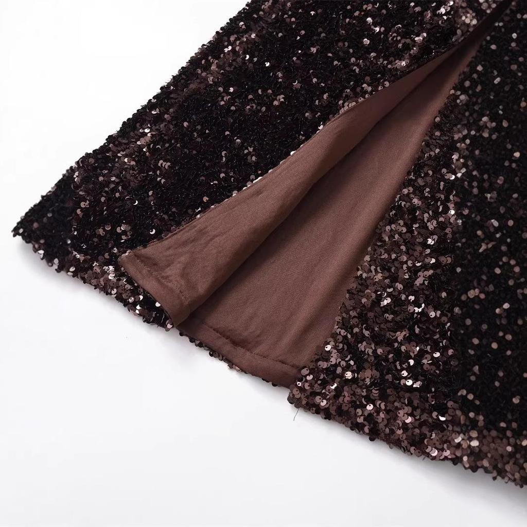 2026 European & American Style Sequin Embellished Skirt