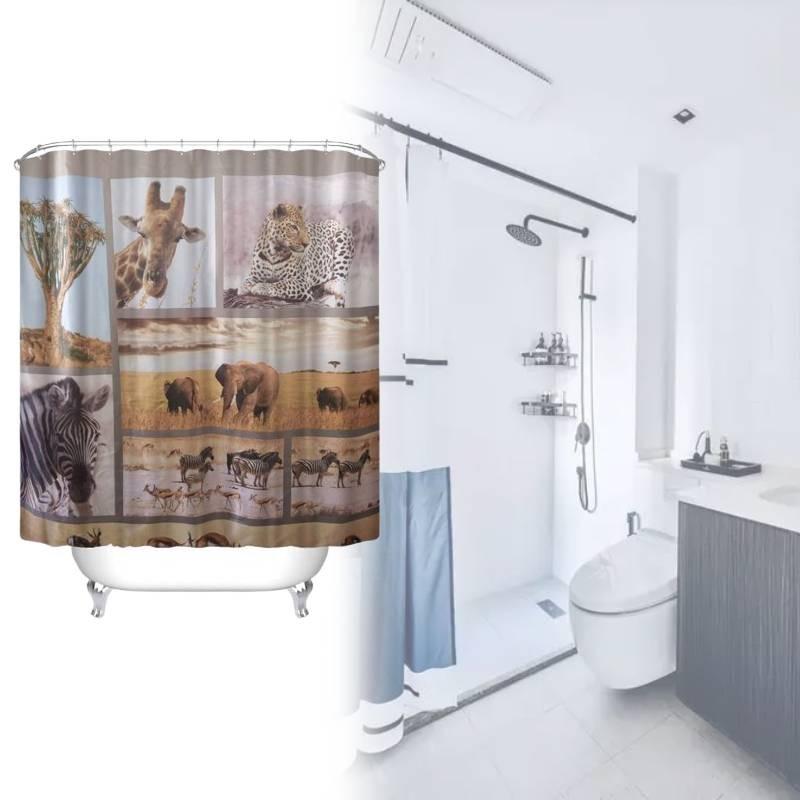 Animal Giraffe Pattern Shower Curtain Peva Waterproof Bathroom Divider Area Home
