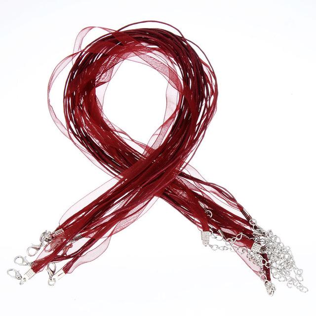 

Новые регулируемые ювелирные изделия ручной работы, 10 шт., атласный шнур, веревка для ожерелья, лента из органзы + нанесение воска, аксессуары для подвесок «сделай сам» темно-красного