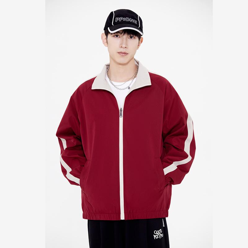 

Весенние и осенние куртки: Мужские двусторонние куртки со стойкой, Атлетичный стиль, Универсальные трендовые парные топы, Мужские 3XL