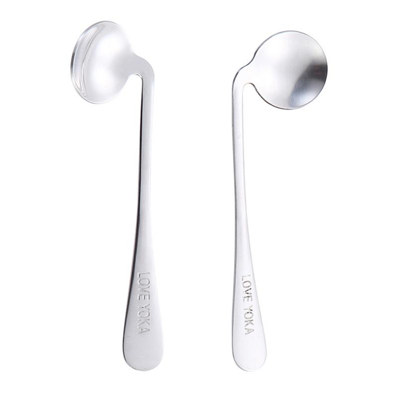 1Pc Stainless Steel Angled Offset Spoon Left/Right Hand Curved Feeding Spoon For Children Elderly Patients Adaptive Utensils