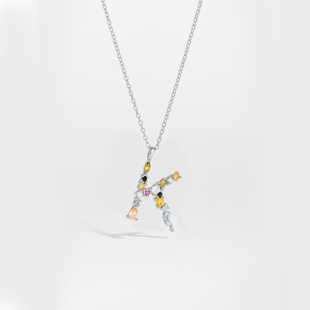 925 Sterling Silver Gold Letter M Pendant Initial F Alphabet Necklace Monogram Opals 2020 Women Accessories Jewelry