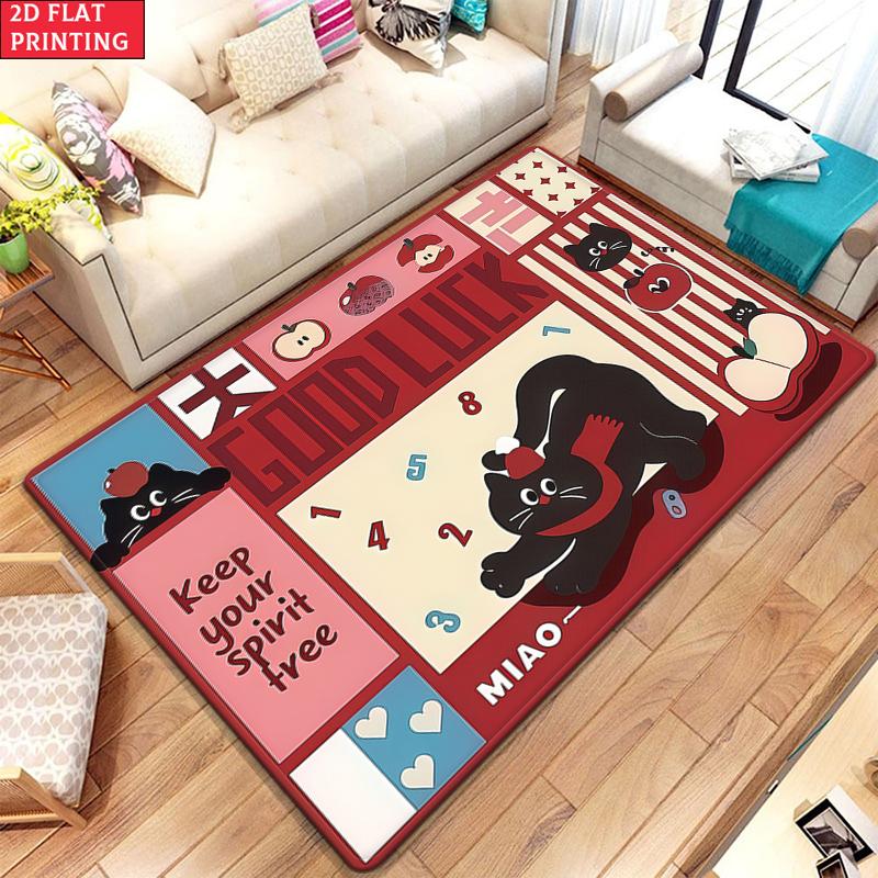 Kawaii Cartoon Bear Large Room Carpet Non Slip Cartoon Kids Bedroom Living Room Floor Mat Home Decor Children's Play Carpet