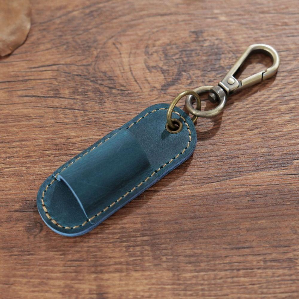 Portable Genuine Leather Pen Case Luxury Pen Pouch Keychain Pen Holder Keychain  Creative Gift