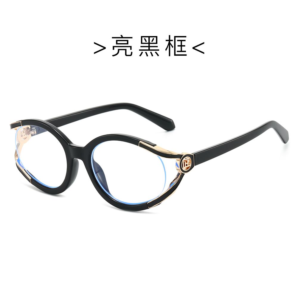 2026 New Cat Eye Fashion Plain Glasses, European & American Style Hollow Metal Frame Multi-Color INS Eyewear чёрный