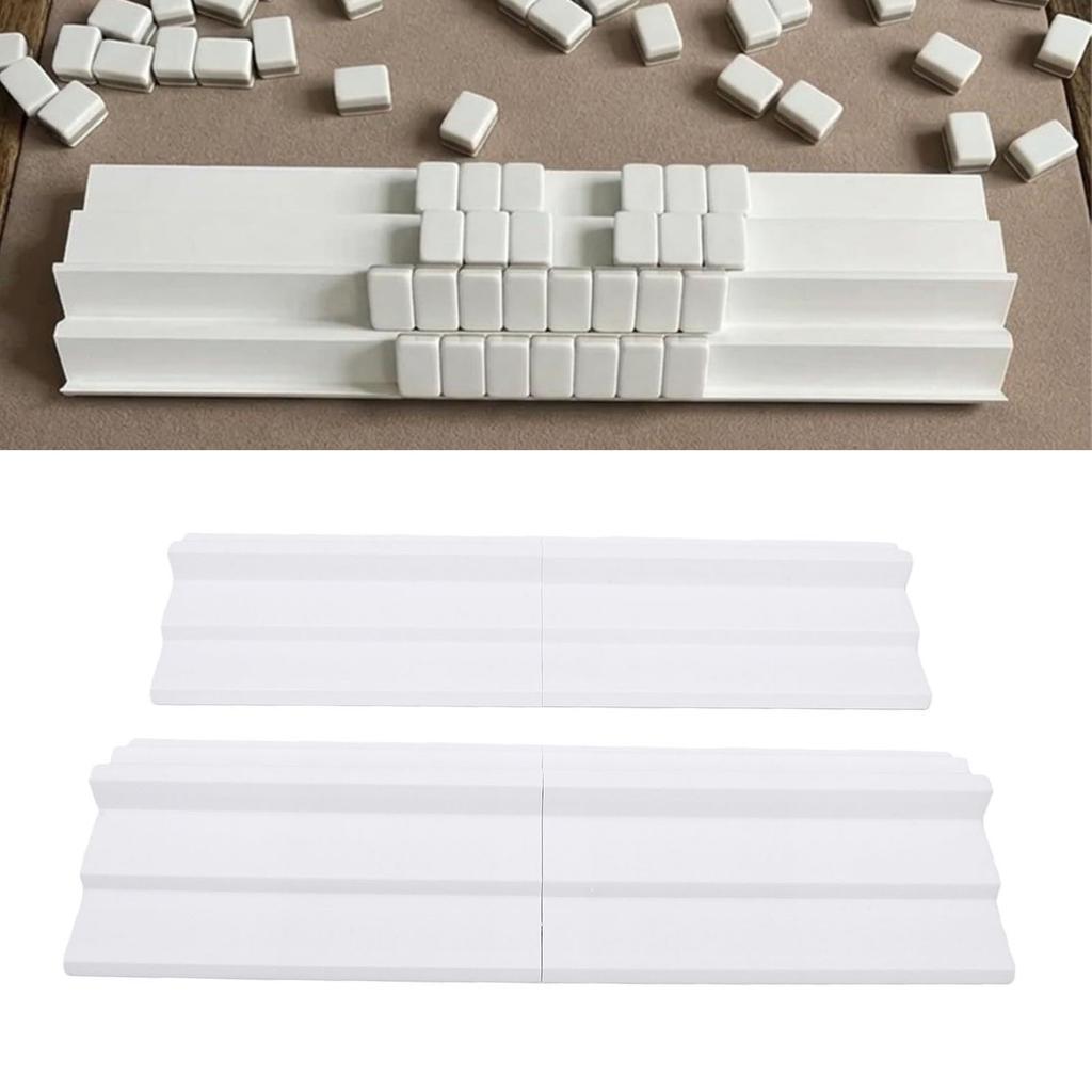 2 Sets Folding Double Mahjong Rack Set with Exposure Area 2 Player Mahjong Tile Racks for Tiles Up To 1.5 Inches