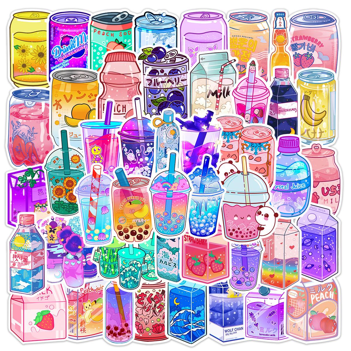 

10/25/50pcs Cute Kawaii Ins Style Drink Stickers Graffiti for Travel Luggage Water Bottle Fridge Phone Laptop Scrapbooking