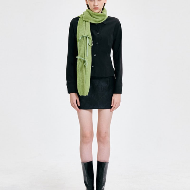 

KIMZISU Ribbon Tied Muffler _ GREEN GREEN_OS